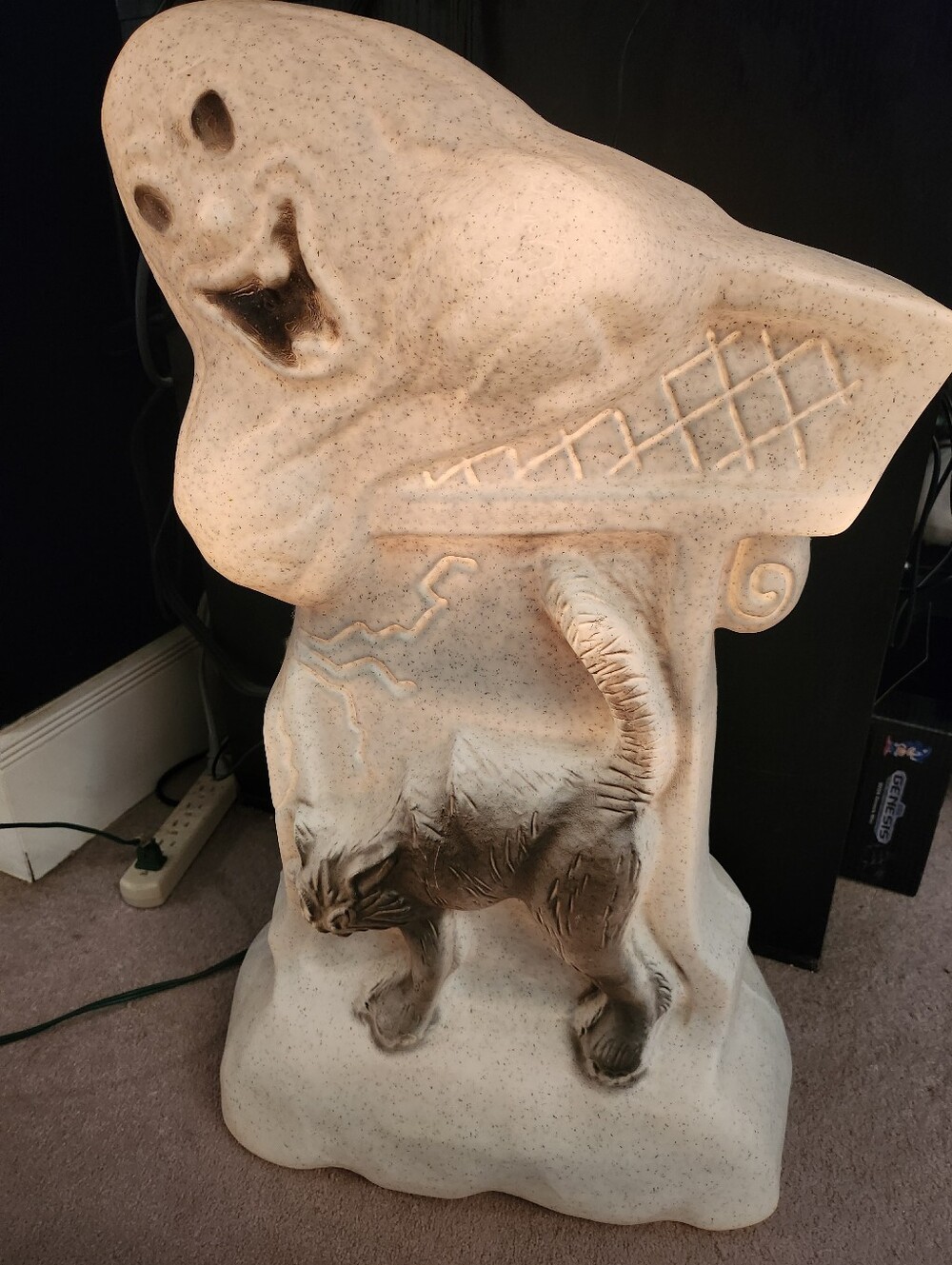 Vintage Tombstone Ghost Cat Halloween Blow Mold